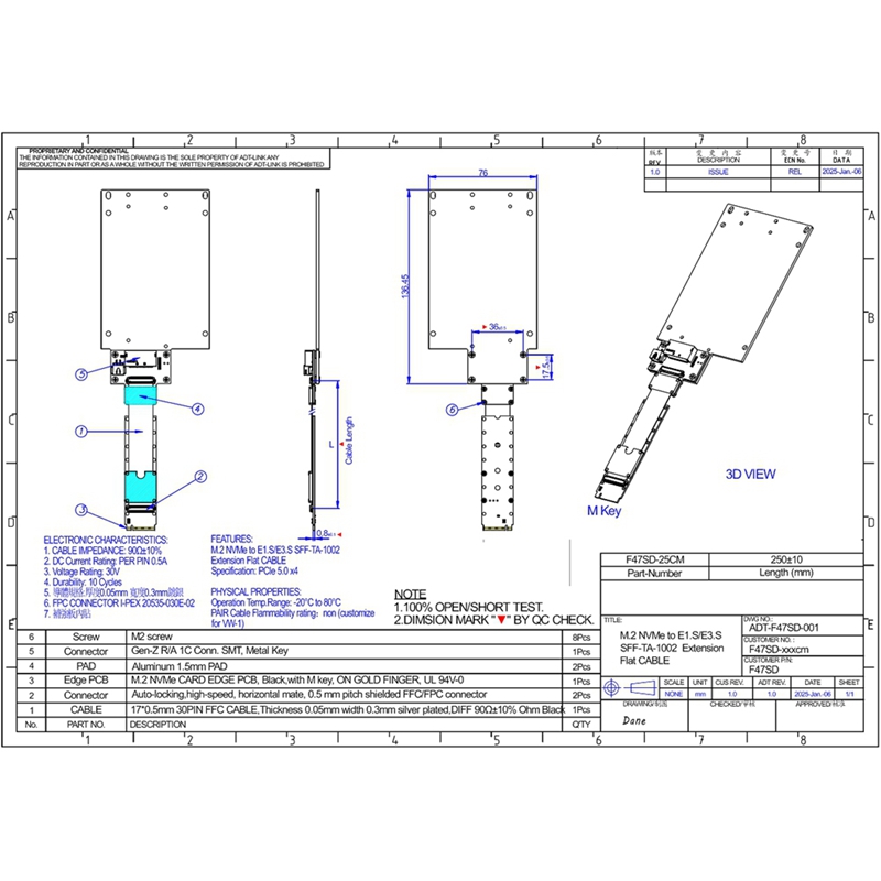 F47SD M.2 NVMe to E1.S/E3.S SS - đánh giá và giá Pcie Extension Cable
